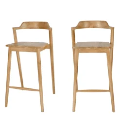 JOKO Lot de 2 chaises de bar en teck H75cm