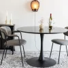 JOLIEN Lot de 2 chaises en tissu et métal pieds noirs