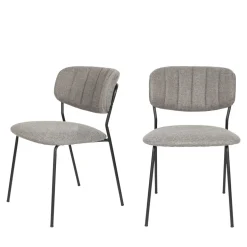 JOLIEN Lot de 2 chaises en tissu et métal pieds noirs