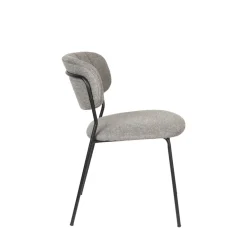 JOLIEN Lot de 2 chaises en tissu et métal pieds noirs