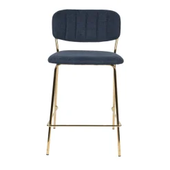 JOLIEN Lot de 2 tabourets de bar en tissu avec pieds dorés