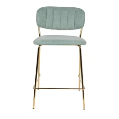 JOLIEN Lot de 2 tabourets de bar en tissu avec pieds dorés