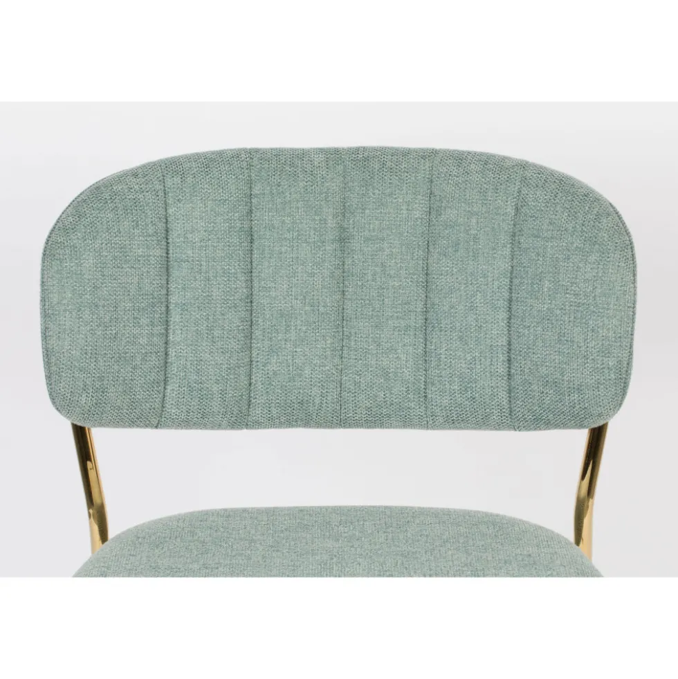 JOLIEN Lot de 2 tabourets de bar en tissu avec pieds dorés