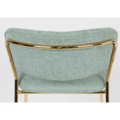 JOLIEN Lot de 2 tabourets de bar en tissu avec pieds dorés