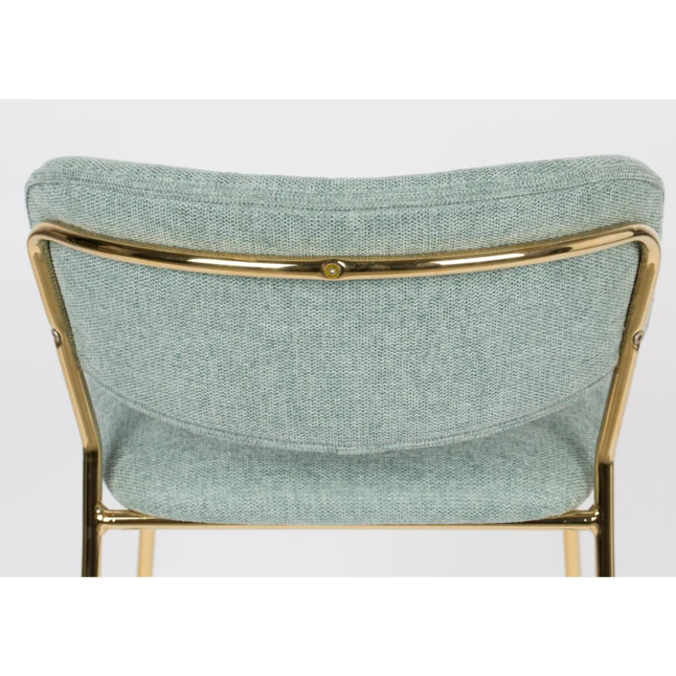 JOLIEN Lot de 2 tabourets de bar en tissu avec pieds dorés