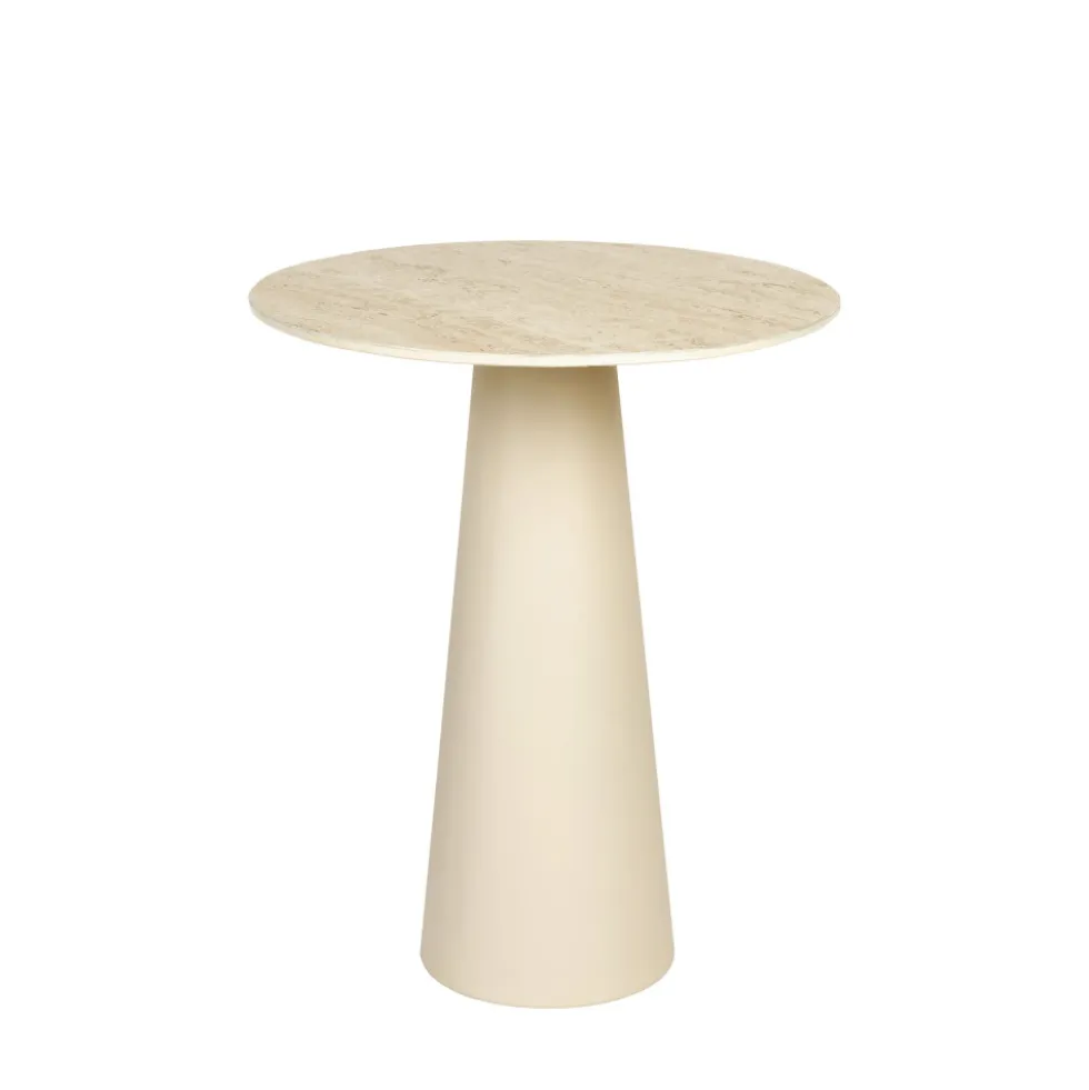 JOYA Table d'appoint ronde effet travertin ø40cm H52cm