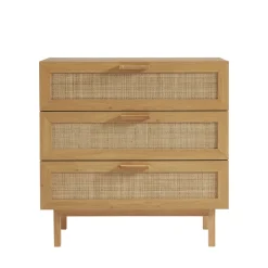 JUNE Commode 3 tiroirs en bois et cannage L85cm