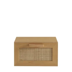 JUNE Lot de 2 tables de chevet murales avec rangement en bois et cannage