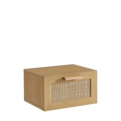 JUNE Lot de 2 tables de chevet murales avec rangement en bois et cannage