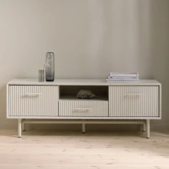 JURA Meuble TV 2 portes 1 tiroir en bois et métal L140cm