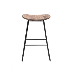 KABAYAN Tabouret de bar en teck recyclé et métal H65cm