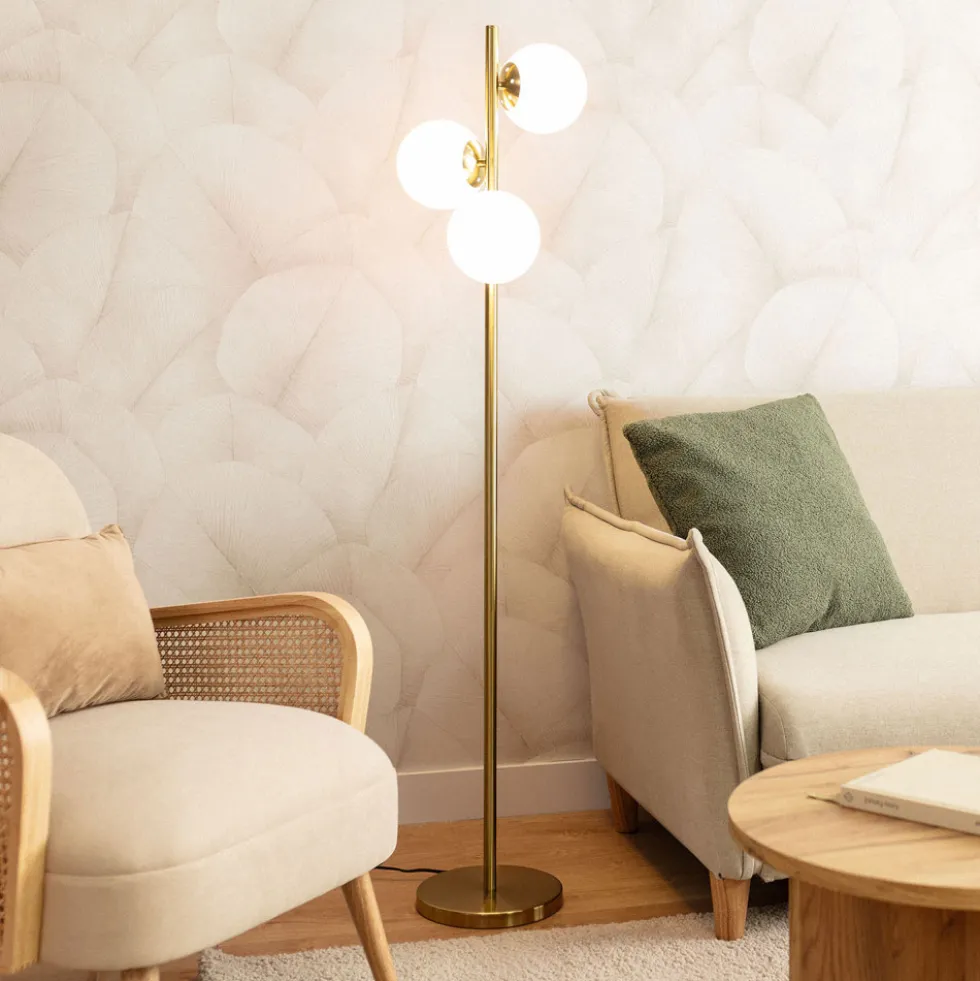 KANO Lampadaire avec 3 points lumineux en verre H148cm
