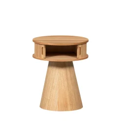 KARRI Table de chevet 2 portes coulissantes en bois