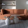KARULA Table basse ronde effet travertin ø60cm