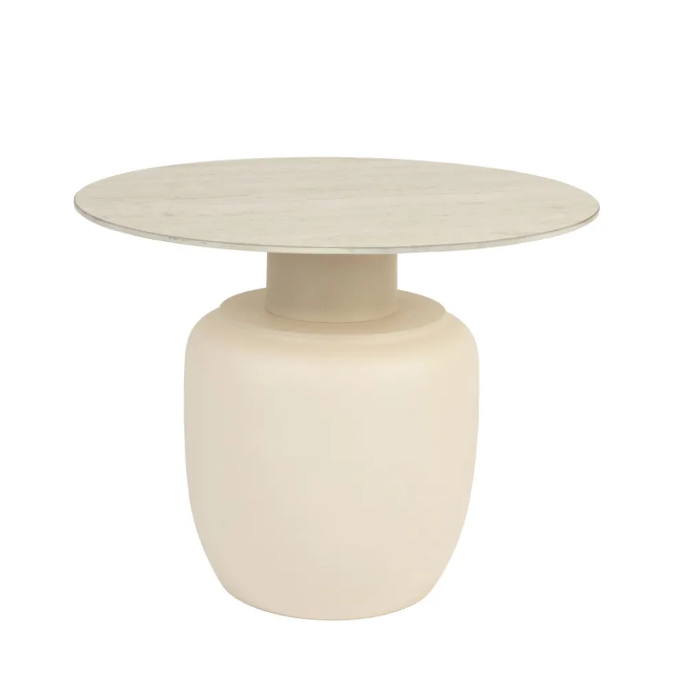 KARULA Table basse ronde effet travertin ø60cm