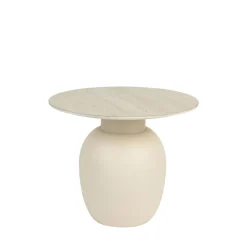 KARULA Table d'appoint ronde effet travertin ø50cm