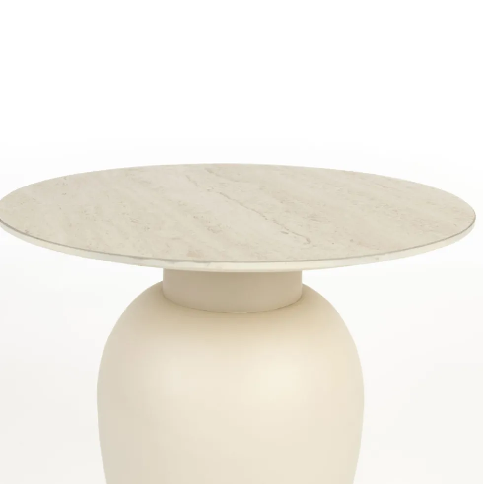 KARULA Table d'appoint ronde effet travertin ø50cm
