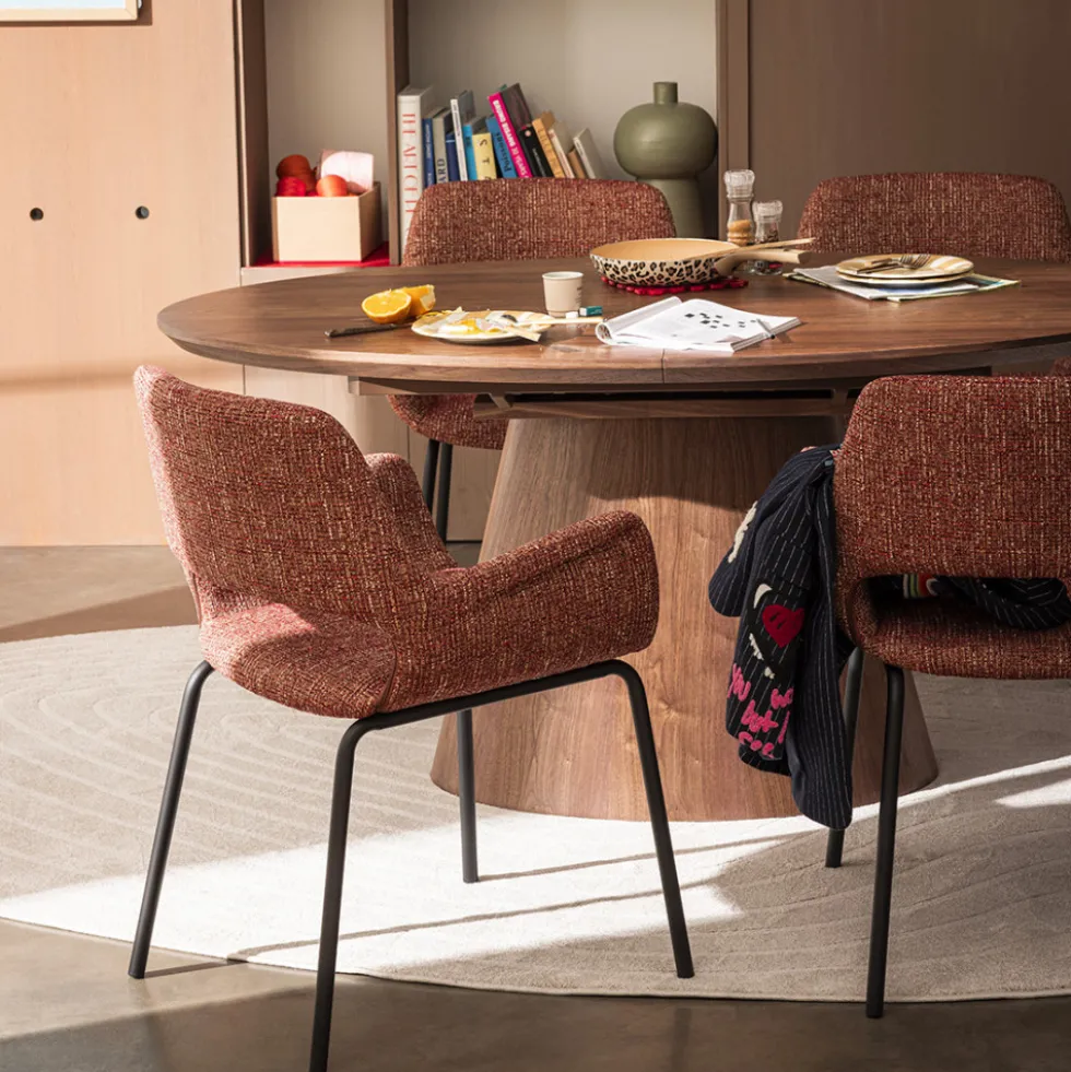 KENDY Lot de 2 fauteuils de table en tissu et métal