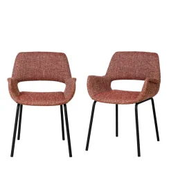 KENDY Lot de 2 fauteuils de table en tissu et métal