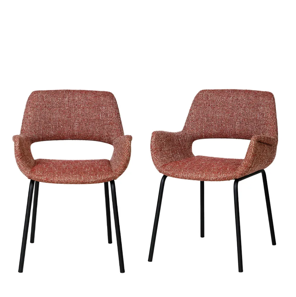 KENDY Lot de 2 fauteuils de table en tissu et métal