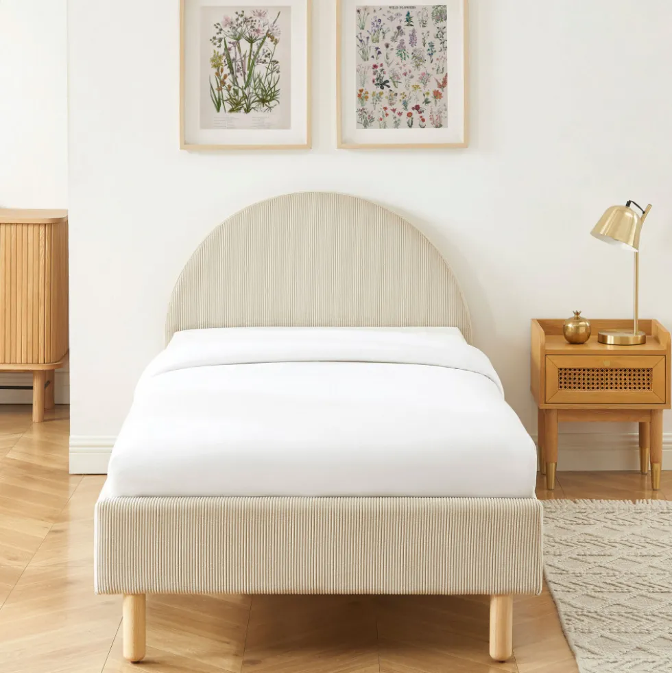 KIEL Lit en velours côtelé 90x190cm