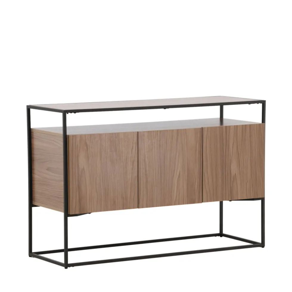 KINGSPORT Buffet 3 portes en bois et métal L120cm