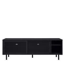 KISO Meuble TV 2 portes, 2 niches en métal L160cm