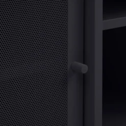 KISO Meuble TV 2 portes, 2 niches en métal L160cm