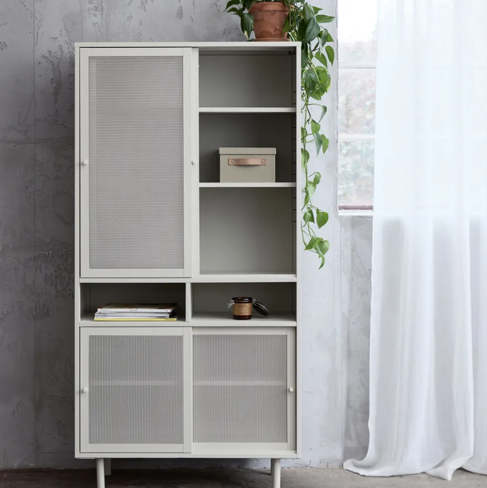 KISO Vaisselier 4 portes, 2 niches en métal H180cm