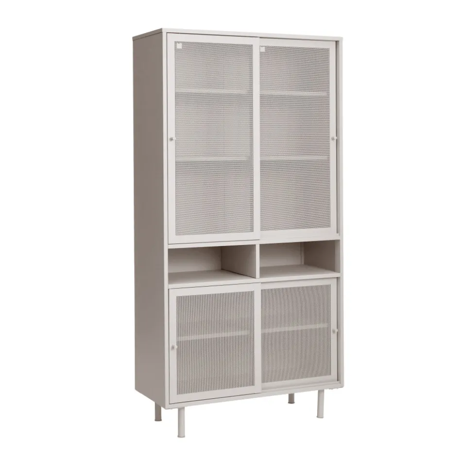 KISO Vaisselier 4 portes, 2 niches en métal H180cm