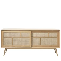 KIYO Buffet 2 portes en bois et cannage L180cm