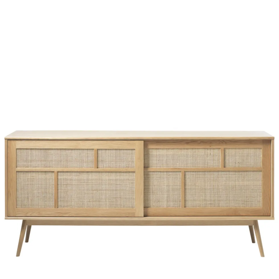 KIYO Buffet 2 portes en bois et cannage L180cm