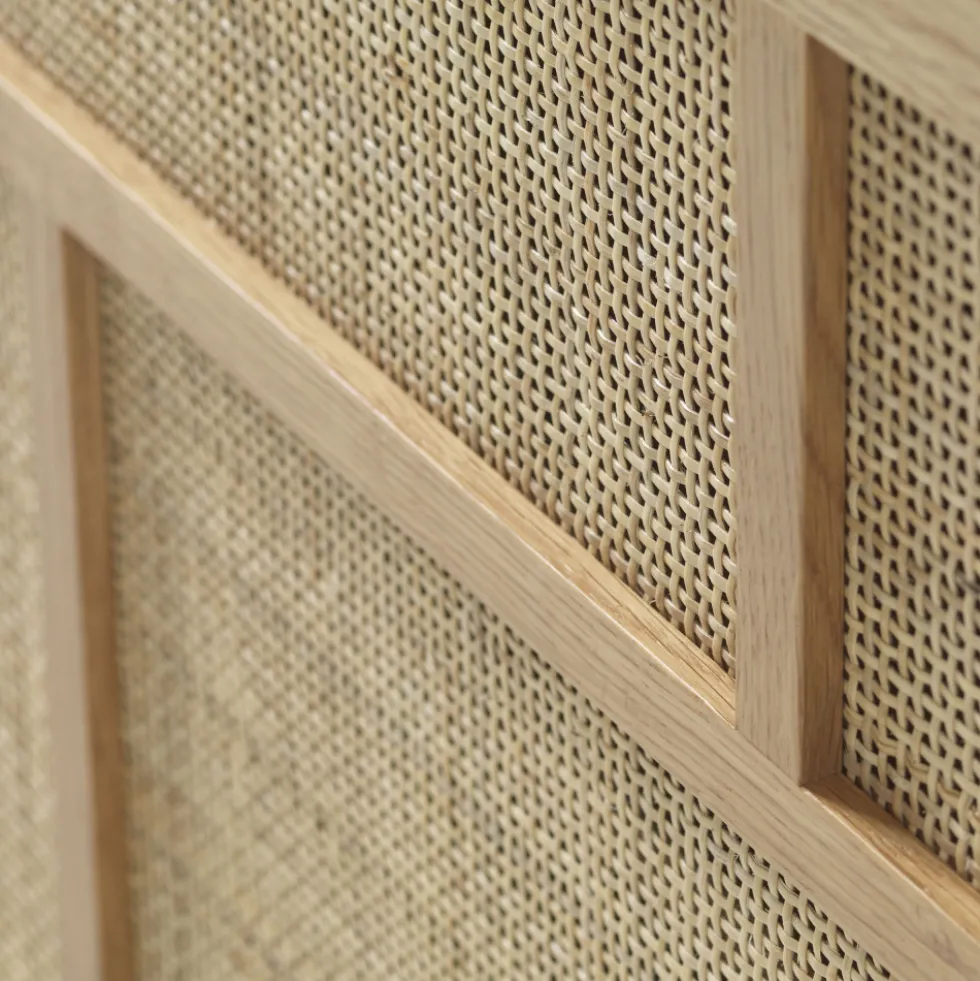 KIYO Buffet 2 portes en bois et cannage L180cm