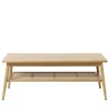 KIYO Table basse en bois et cannage 120x60cm