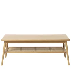 KIYO Table basse en bois et cannage 120x60cm