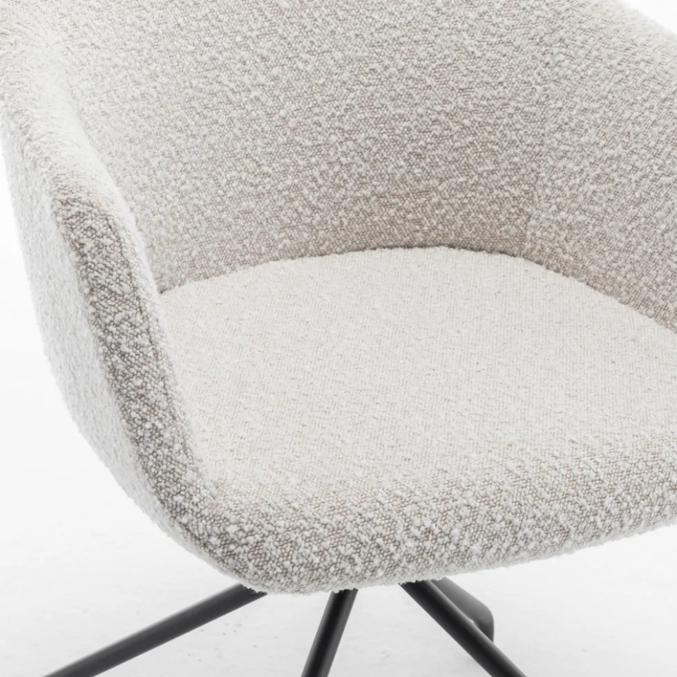KOOIJ Chaise de bureau en tissu bouclette et métal