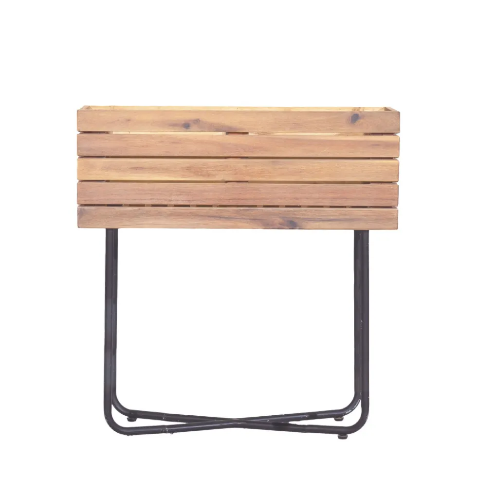 KORA Jardinière en bois et métal H 62 cm