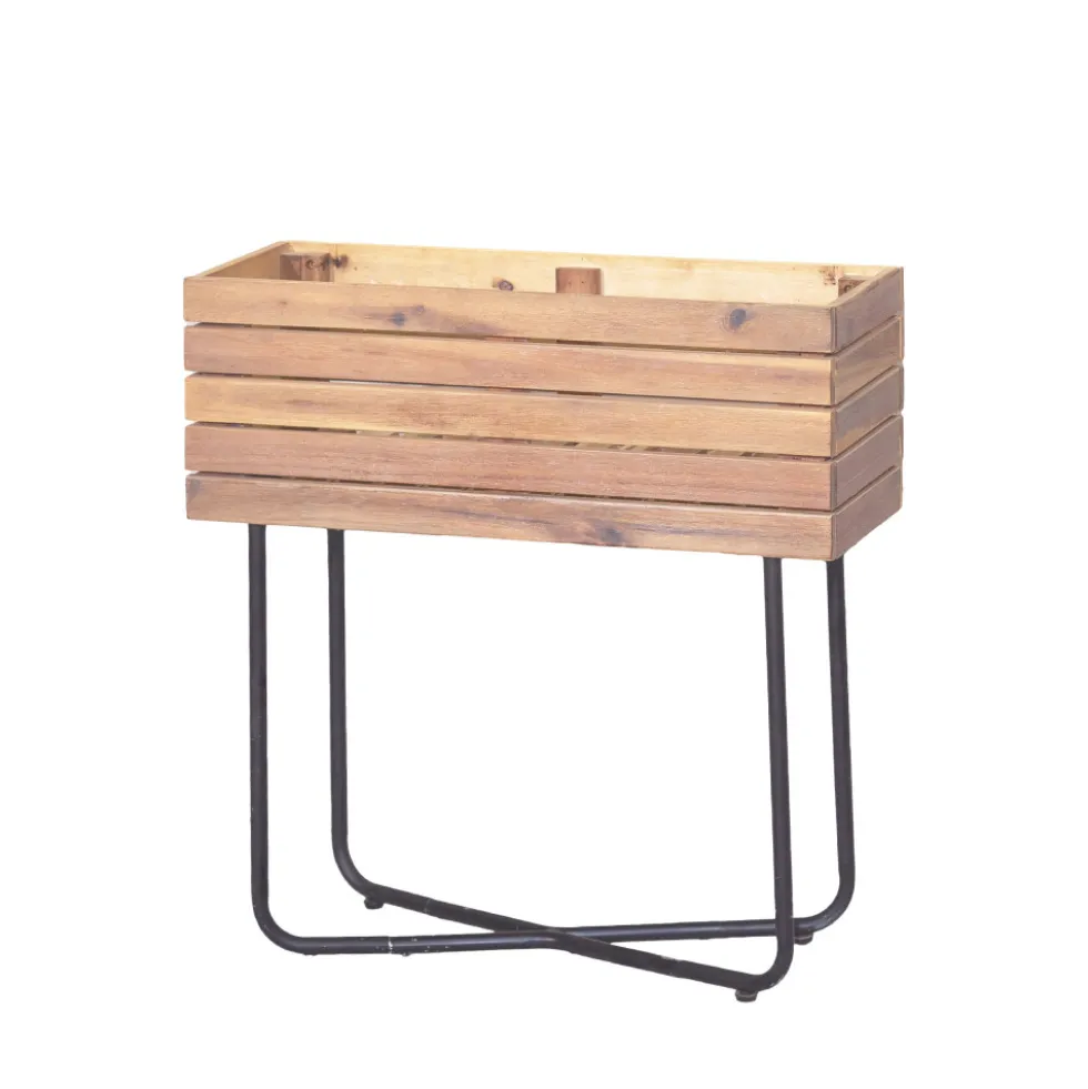 KORA Jardinière en bois et métal H 62 cm