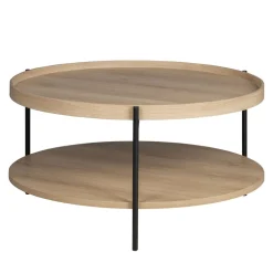 KORRO Table basse ronde en bois et métal ø80cm