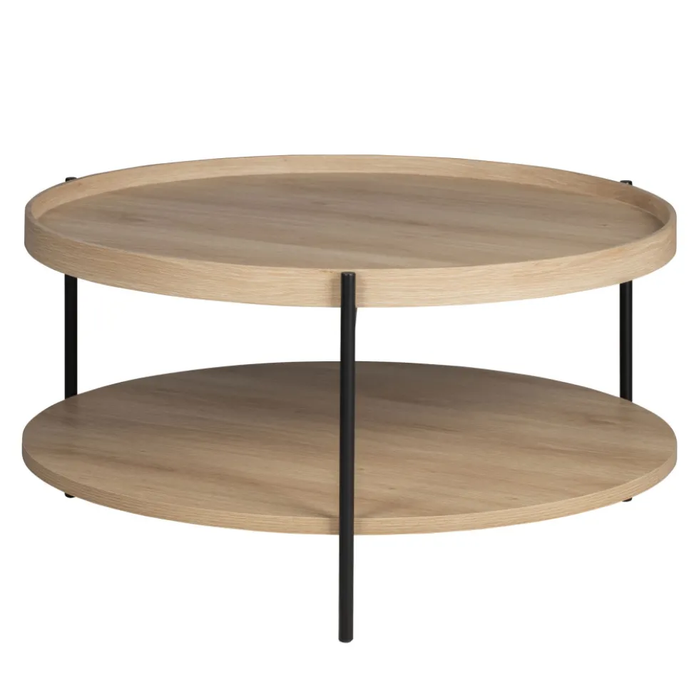 KORRO Table basse ronde en bois et métal ø80cm