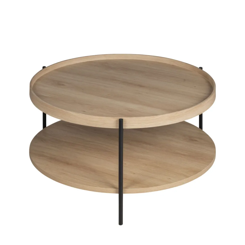KORRO Table basse ronde en bois et métal ø80cm