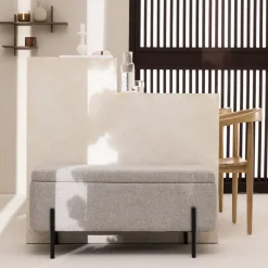 KOS Banc coffre en tissu et métal L100cm