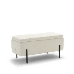 KOS Banc coffre en tissu bouclette et métal L100cm
