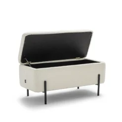 KOS Banc coffre en tissu bouclette et métal L100cm