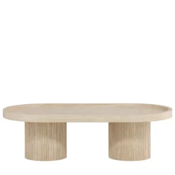 KRILLE Table basse ovale effet travertin 120x60cm