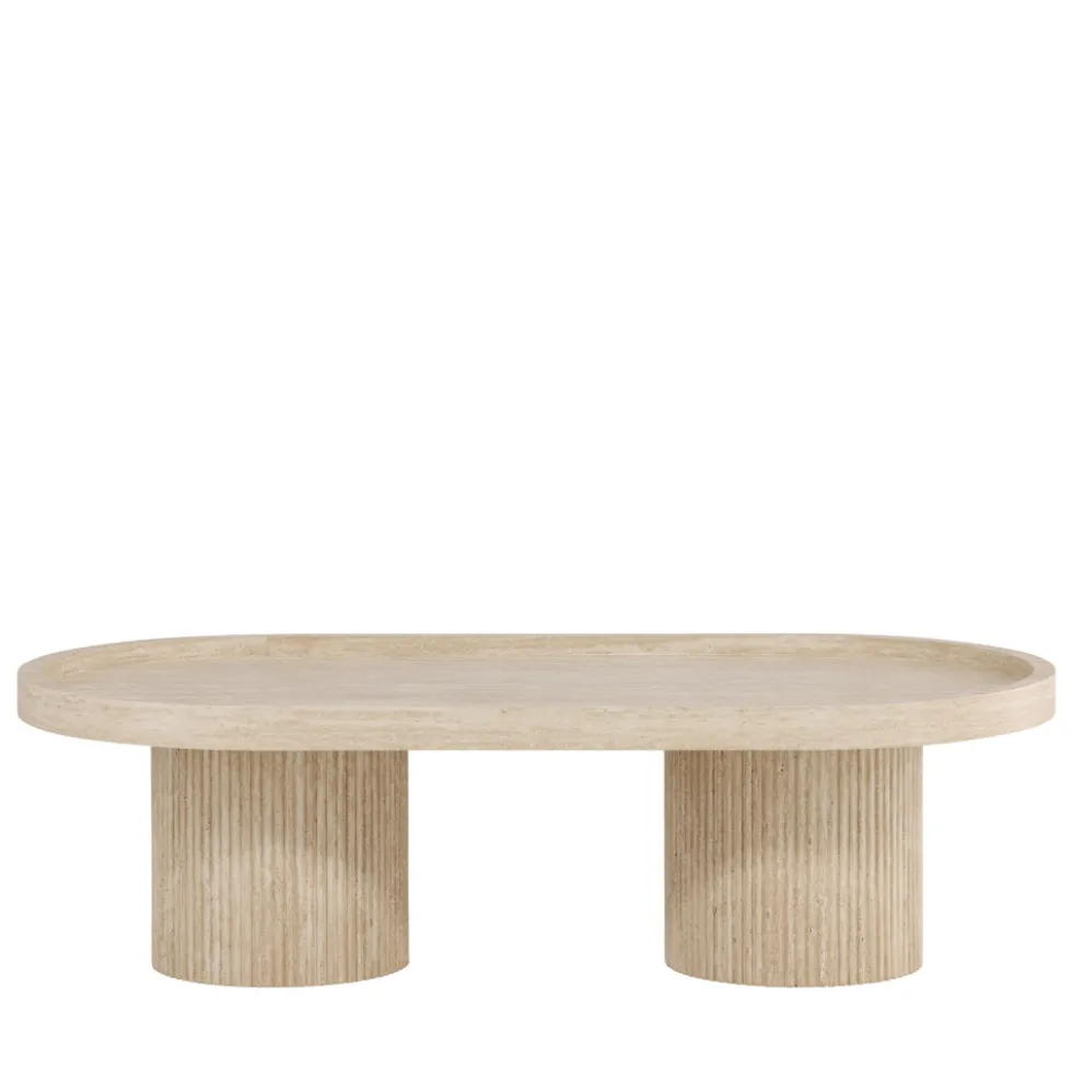 KRILLE Table basse ovale effet travertin 120x60cm