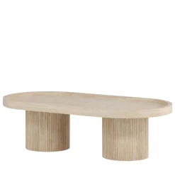 KRILLE Table basse ovale effet travertin 120x60cm