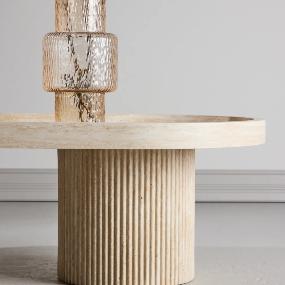 KRILLE Table basse ovale effet travertin 120x60cm