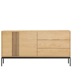 KROKOM Buffet 2 portes 3 tiroirs en bois et métal L180cm