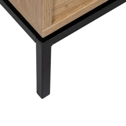 KROKOM Buffet 2 portes 3 tiroirs en bois et métal L180cm